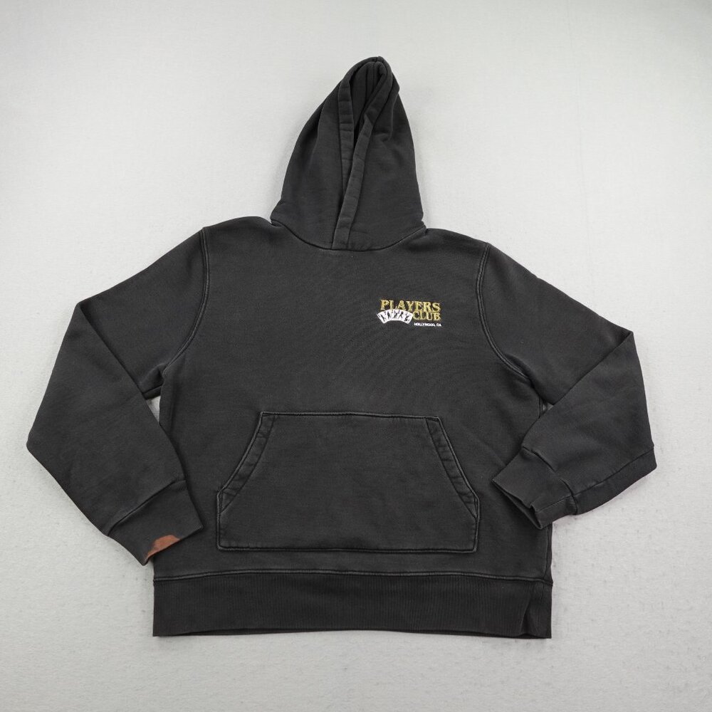 Amiri Hoodie Mens Large Black Players Club Hollywood CA Heavyweight Sweatshirt